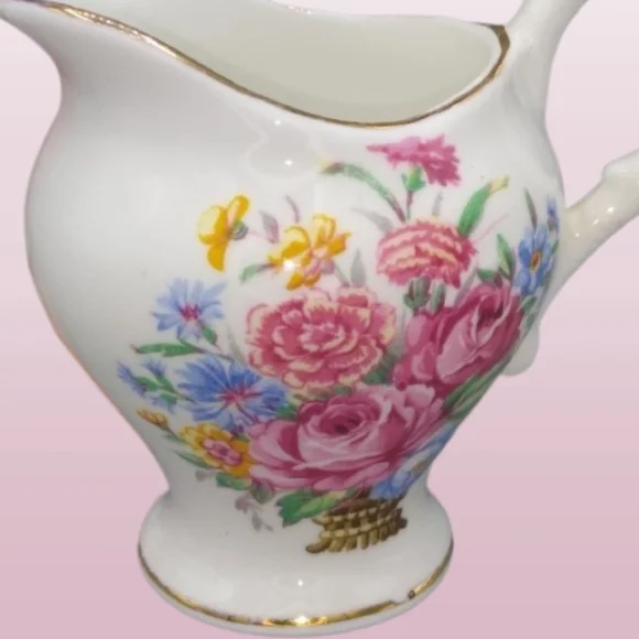 Royal Stuart Spencer Stevenson Bone China Demitasse Floral Sugar Creamer Vintage - Picture 6 of 12